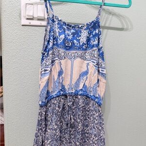 Spell Blue and White Patterned Jumpsuit